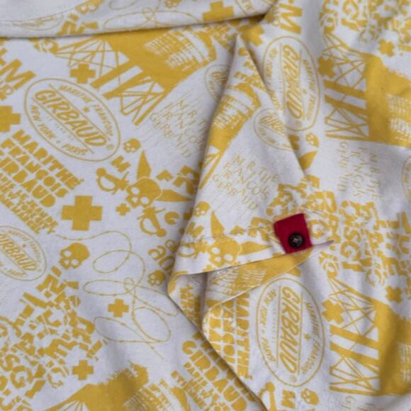 Vintage Marithé François Girbaud All Over Print T-Shirt 2XL Yellow Graphic - Picture 9 of 10